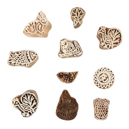 Set of 10 Piece New Mix Wooden Printing Block